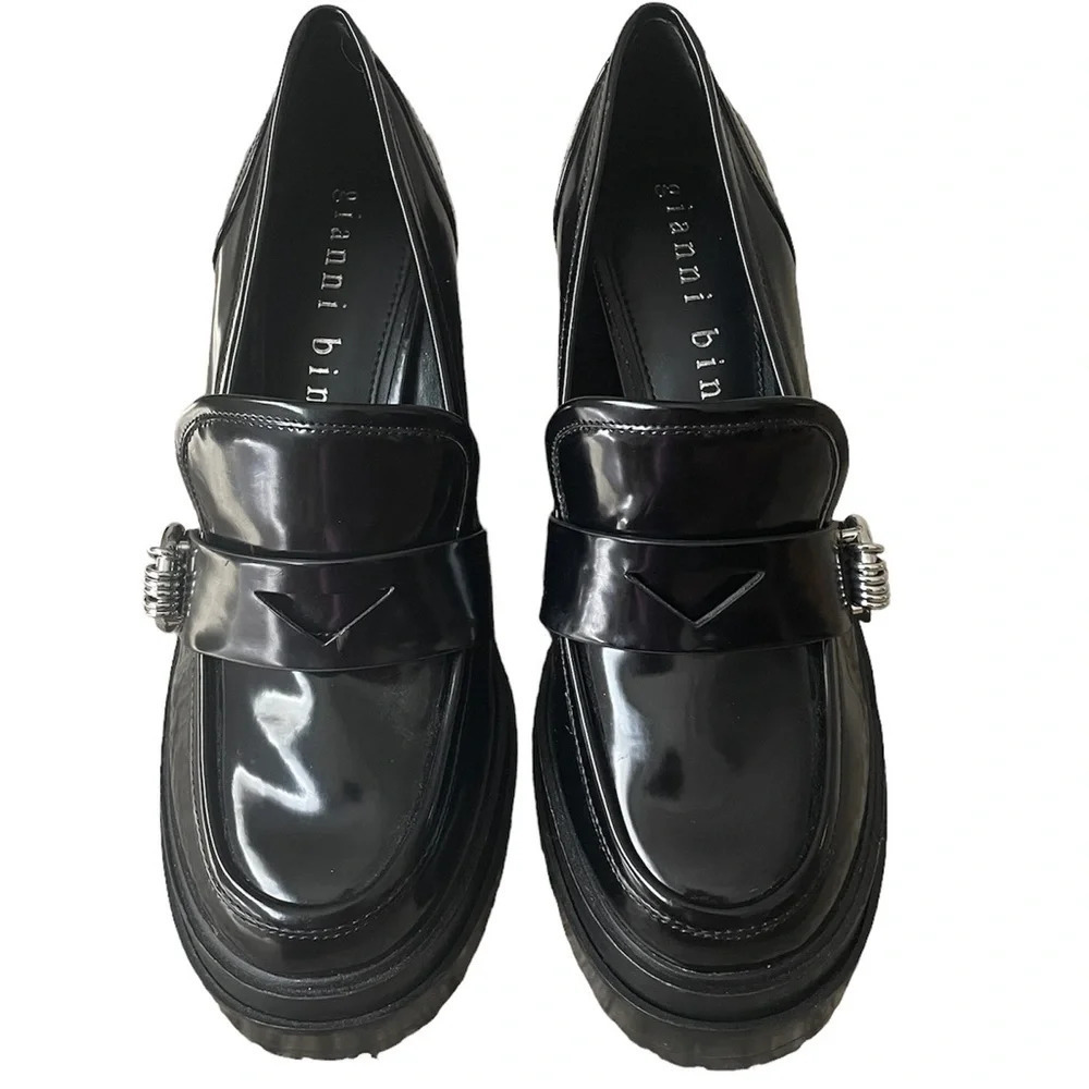 Gianni Bin Maxxwelle Black High Heel Platform Shoes Size 8.5